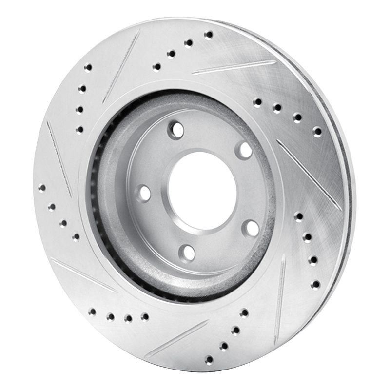 Nissan Altima Brake Rotor (1) - Front Right - R1 Concepts - Drilled & Slotted - Silver - `07-`13